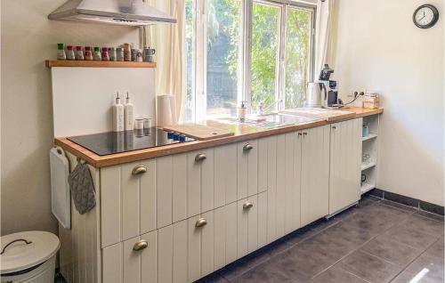 a kitchen with a sink and a window at 1 Bedroom Beautiful Home In Boekelo in Boekelo