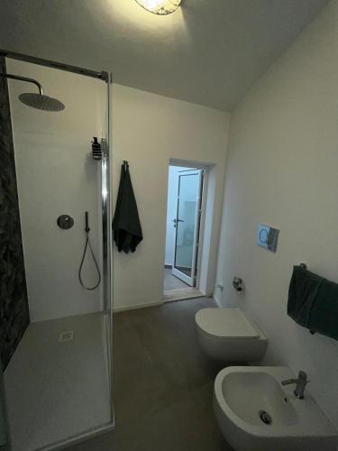 a bathroom with a shower and a toilet and a sink at Anema e Core by Andrea de Carlo in Leverano