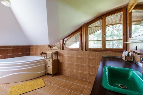 a bathroom with a tub and a sink at Mountain Villa Udovicic in Zlatibor