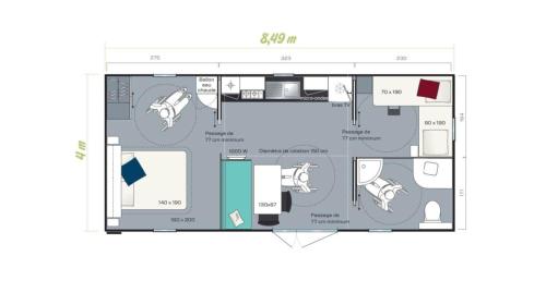 a floor plan of a house at Camping Le Beaulieu in Puilboreau