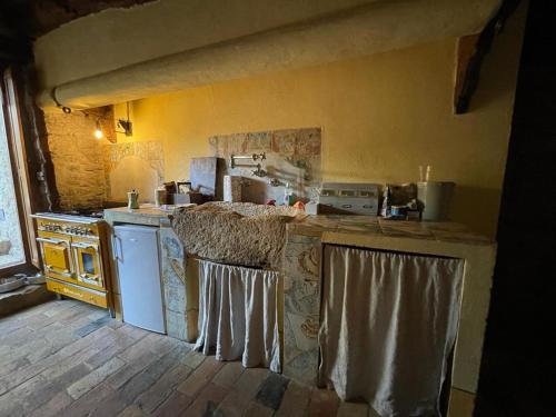 a kitchen with a stove a sink and a dishwasher at Casa Antica in Castiglione dʼOrcia