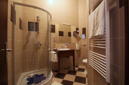 Koupelna v ubytování Hotel Lug