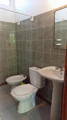 a bathroom with a toilet and a sink at Departamento de Hugo in Cafayate