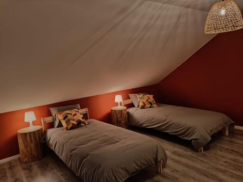 Postel nebo postele na pokoji v ubytování Gîte 28 court