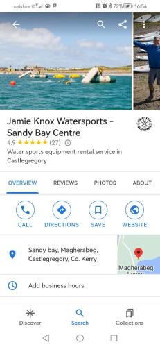 a screenshot of the kayak kayak water sports sample bay centre at Home Comforts in Castleisland