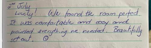 a piece of handwriting on a piece of paper at The Beehive - Self Contained Studio by The Sea in Exmouth