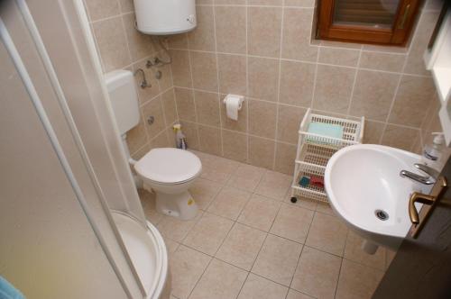 a bathroom with a toilet and a sink at Apartments with a parking space Mudri Dolac, Hvar - 4043 in Vrbanj