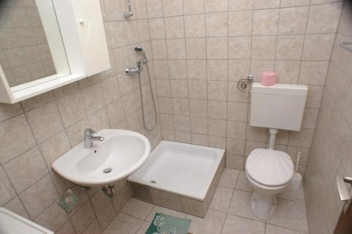 a small bathroom with a toilet and a sink at Apartment Bilo 4189b in Podgreben