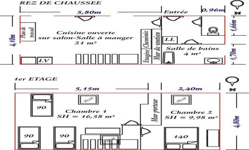 Majoituspaikan Gîte de la Ferme Dufresne pohjapiirros