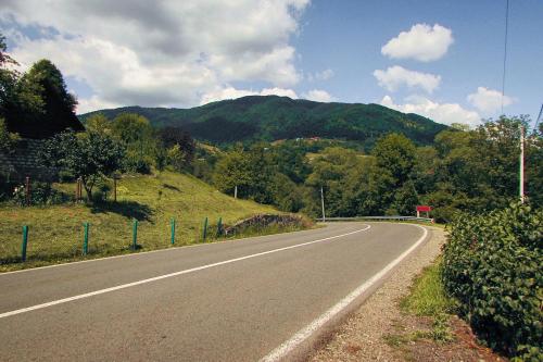 an empty road in the middle of a mountain at Shale Verba in Kvasy