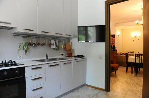 Kuchyň nebo kuchyňský kout v ubytování Janika apartments