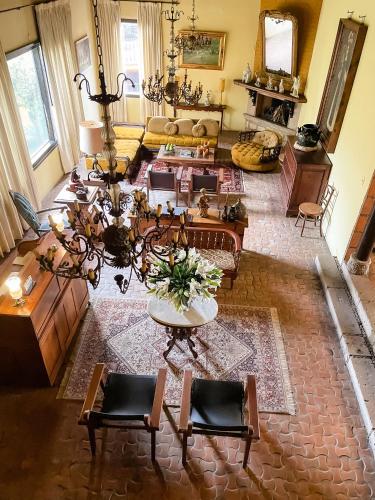 an aerial view of a living room at Casa Magdalena Hotel Boutique in Morelia