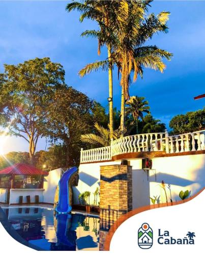 a view of the pool at the resort at La Cabaña Eco Hotel in Suaita