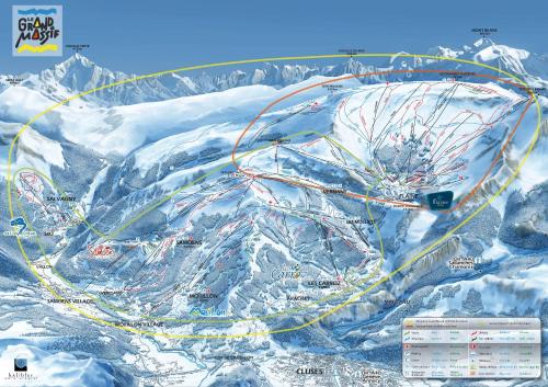 a map of the snow covered mountain at Les Frahans in Samoëns