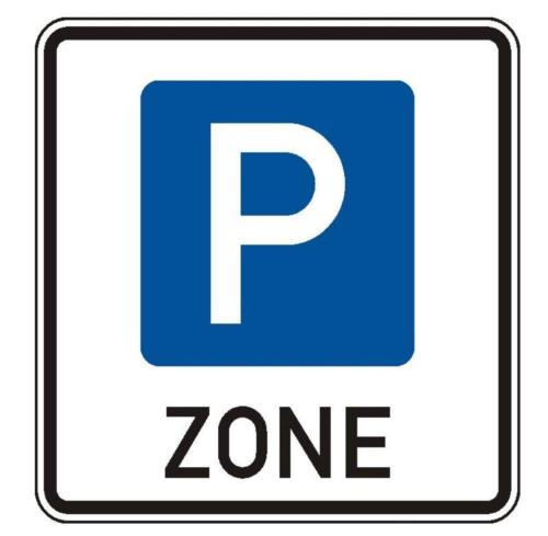 een blauw parkeerbord met een parkeerzone bij BaselHostel in Füllinsdorf