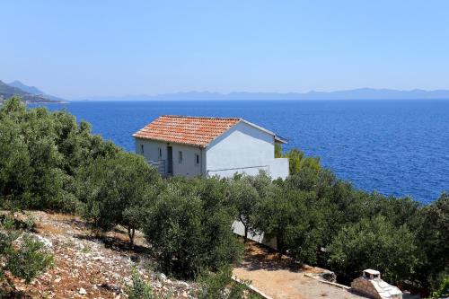 a white house on a hill near the ocean at Apartments by the sea Dingac - Potocine, Peljesac - 4533 in Potomje