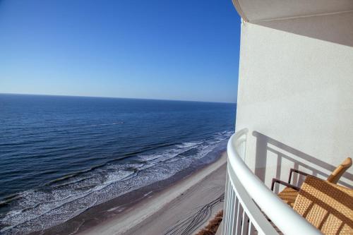 an ocean view from the balcony of a condo at Towers at North Myrtle Beach in Myrtle Beach