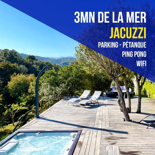 F3 non fumeur, jacuzzi, verdure à 3 mn de la mer