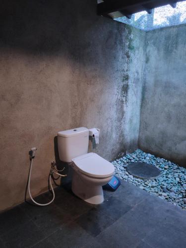 a bathroom with a toilet in a room at Java Turtle Lodge Meru Betiri in Banyuwangi