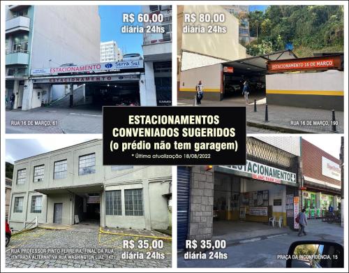 a collage of four pictures of a building at FLAT 201 in Petrópolis