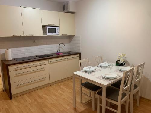 Ett kök eller pentry på Apartament Zdrojowa