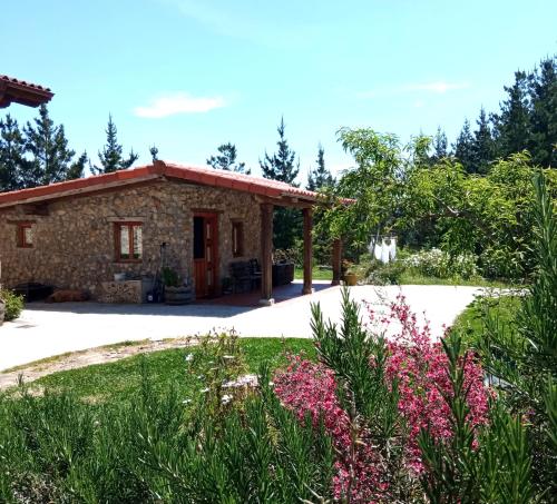 a stone house with a red roof at Belaustegi turismo rural in Ispáster