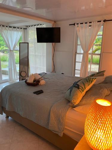 Katil atau katil-katil dalam bilik di Islander House on Rocky Cay Beach