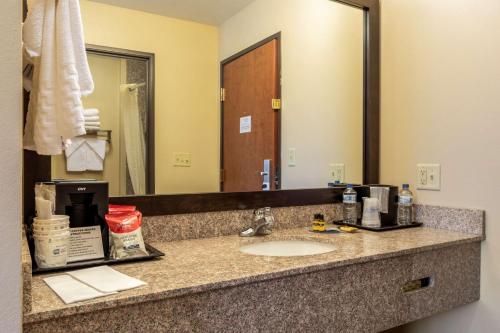 un bancone del bagno con lavandino e specchio di Best Western Plus Red River Inn a Clarendon