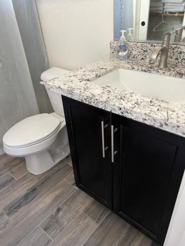 a bathroom with a sink and a toilet at Queen creek az casita in Queen Creek