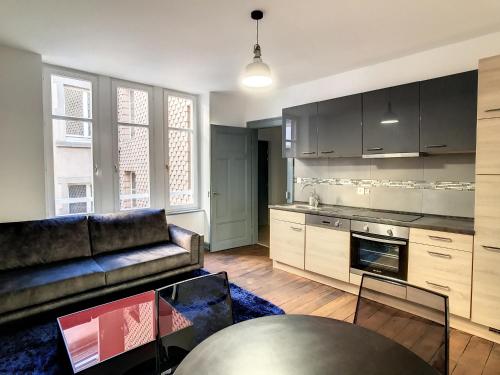 un salon avec un canapé et une table dans l'établissement Centre Historique Petite France, à Strasbourg