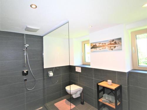 a bathroom with a shower and a toilet at Apartment Geislerhof-1 by Interhome in Ramsau