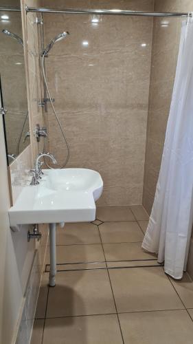 W łazience znajduje się umywalka i prysznic. w obiekcie Boggabri Motel w mieście Boggabri