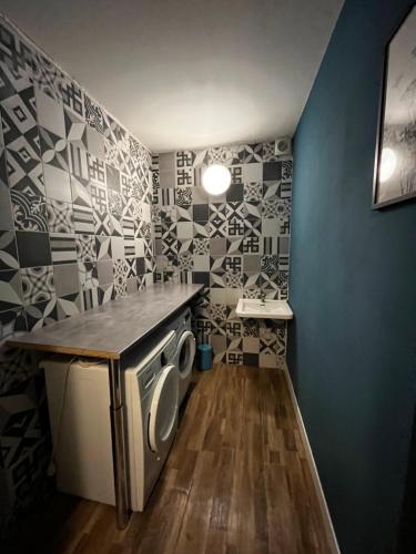 - une buanderie avec un lave-linge et un sèche-linge dans l'établissement Studio Cosy proche Gare et Centre Ville, à Lourdes