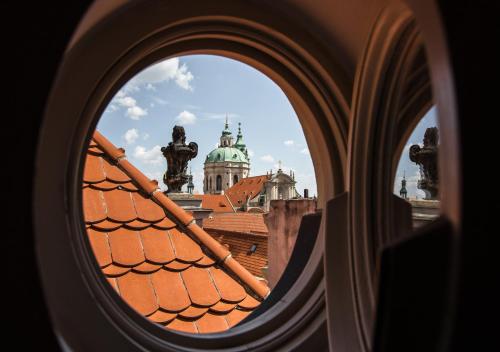 a view from a window of a building at Hotel Nerudova 211 in Prague