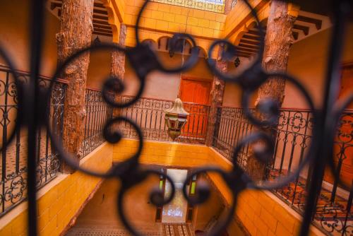 an overhead view of a balcony with a lamp at Kasbah Roseville in Ait Sedrate Sahl Gharbia