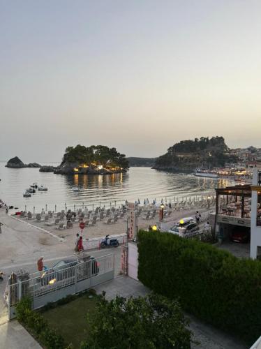 a view of a beach with a body of water at Bakagiannis Apartments in Parga