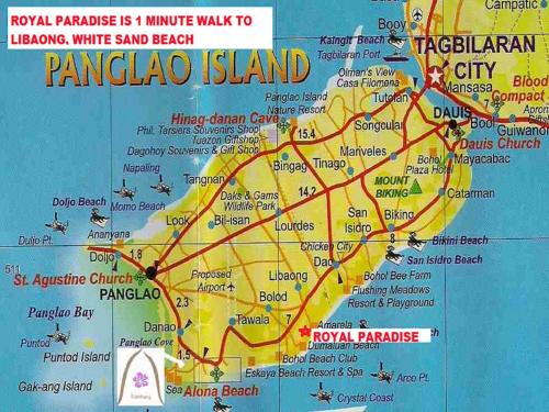 a map of panglao island with red highways at Ananda Resort in Panglao