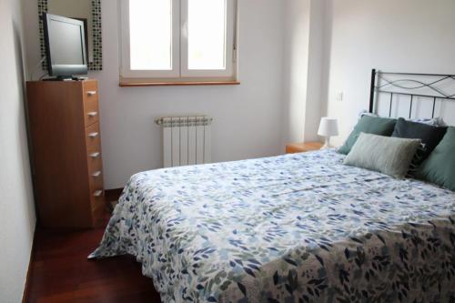 1 dormitorio con 1 cama y TV en Apartamento Cadi, en Suances