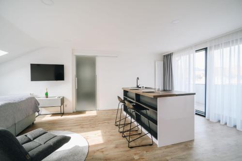Kuchyň nebo kuchyňský kout v ubytování Executive Apartments Taborska