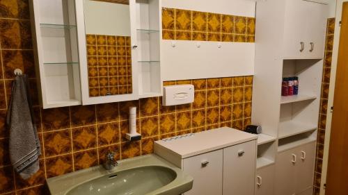 シュラートミンクにあるMy Appartement - Haus Waldeckのバスルーム(洗面台、鏡付)
