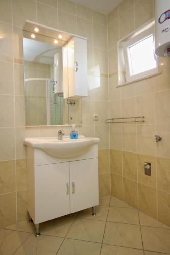 a bathroom with a white sink and a mirror at Apartment Zubovici 9363a in Zubovići