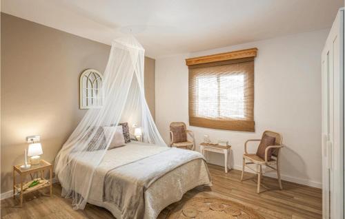 a bedroom with a bed with a mosquito net at Nice Home In La Isla De La Palma c With Outdoor Swimming Pool in Los Llanos de Aridane