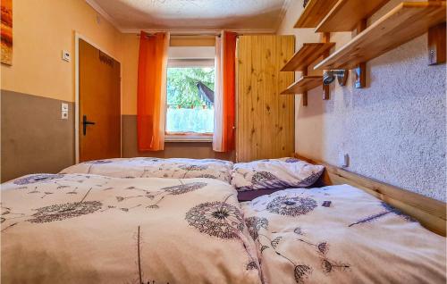 2 camas individuales en una habitación con ventana en Pet Friendly Home In Harzgerode Ot D, With Wifi, en Dankerode