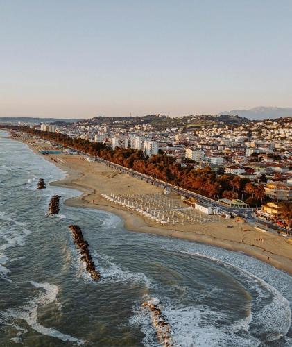 an aerial view of a beach and the ocean at La Dimora degli Artisti in Pescara