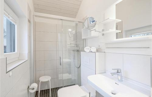 een badkamer met een douche, een toilet en een wastafel bij 3 Bedroom Amazing Home In Krems Ii-warderbrck in Göls