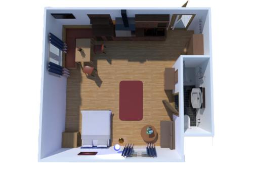 a model of a house with a room at Kathrin Apartments - Kapplerhof in Kappl