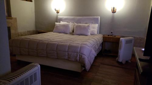 1 dormitorio con 1 cama grande y 2 almohadas en Casa en chacras de Coria en Ciudad Lujan de Cuyo