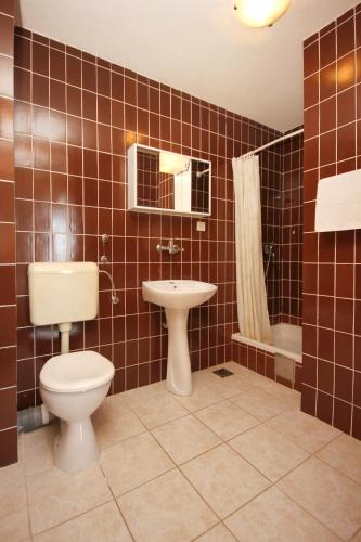 a bathroom with a toilet and a sink at Apartments and rooms with parking space Orebic, Peljesac - 10191 in Orebić