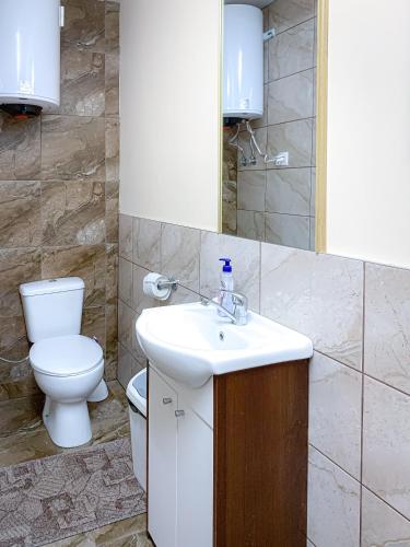 Ein Badezimmer in der Unterkunft Apartamentai Biržuose, Kęstučio gatvė