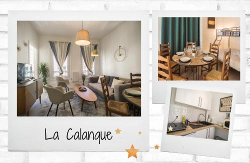 un collage de una sala de estar y un comedor en La Calanque - 5 per - Bon plan - Hypercentre, en Troyes